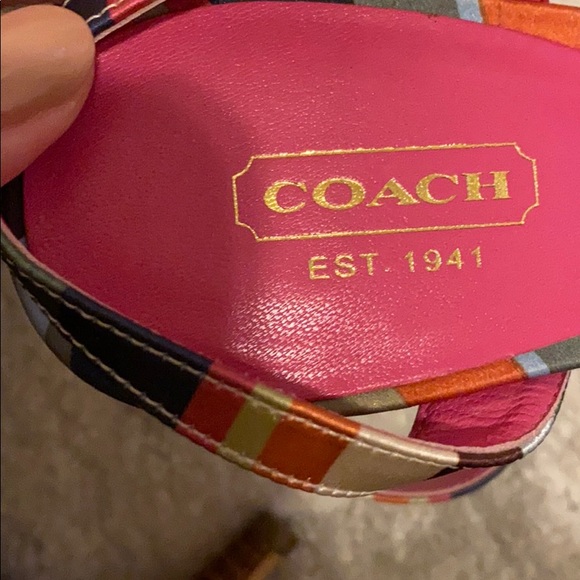 COACH multi-colored heeled sandals size 7 - Picture 7 of 8